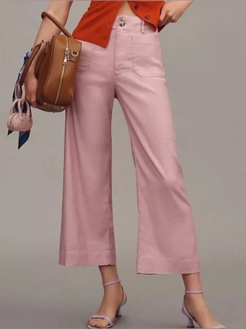 Anthropologie Maeve The Colette Linen Wide Leg Pants in Pink Size 30